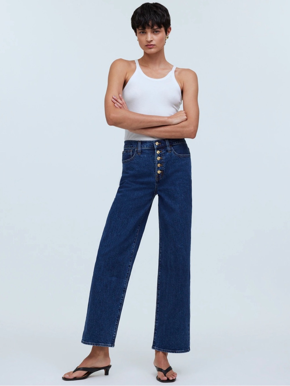 Madewell the perfect vintage wide leg crop jean in marbern